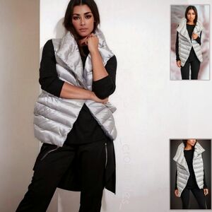 Ralph Lauren Down Vest Jacket Silver Puffer Coat women l